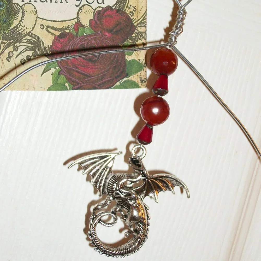 Handmade OOAK Garden Hummingbird Perch Swing DRAGON CHARM Wire Tree Branch 7X9